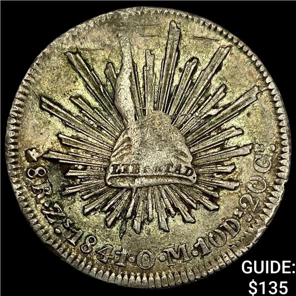 1841Zs OM Mexico Silver 8 Reales NEARLY UNCIRCULATED