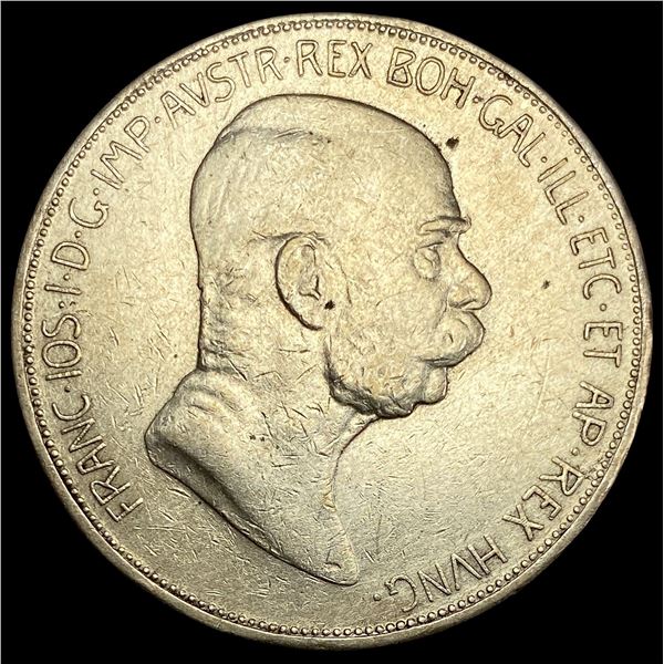 1908 Hungary Silver 5 Korona CLOSELY UNCIRCULATED