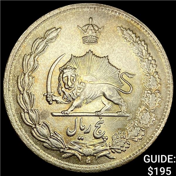 1311 Iran Silver 5 Rials UNCIRCULATED