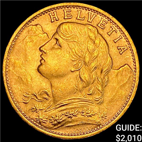 1935 Switzerland .1867oz Gold 20 Francs UNCIRCULATED