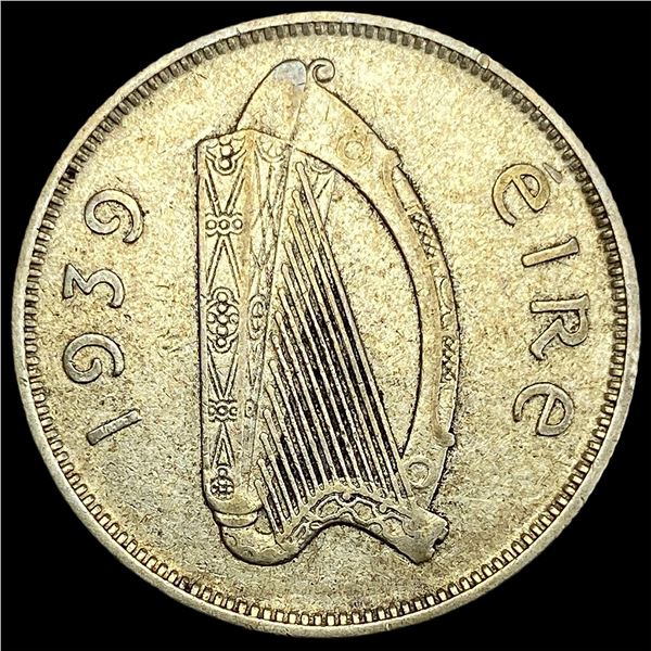 1939 Ireland Silver Florin NEARLY UNCIRCULATED
