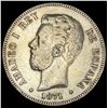 Image 1 : 1871 Spain Silver 5 Pesetas CLOSELY UNCIRCULATED