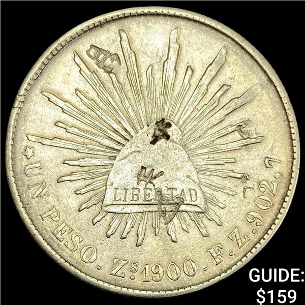 1900Zs FZ Mexico Silver Peso CLOSELY UNCIRCULATED