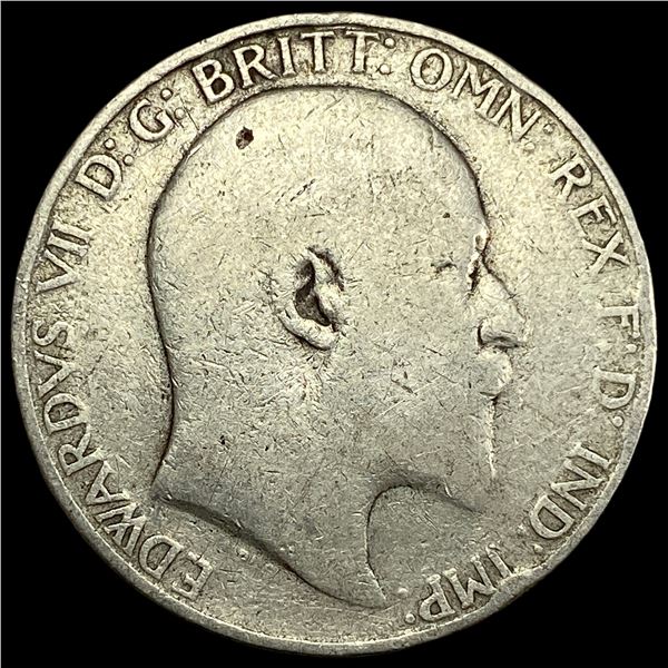 1902-1910 Great Britain Silver 1 Florin-Edward VII NEARLY UNCIRCULATED