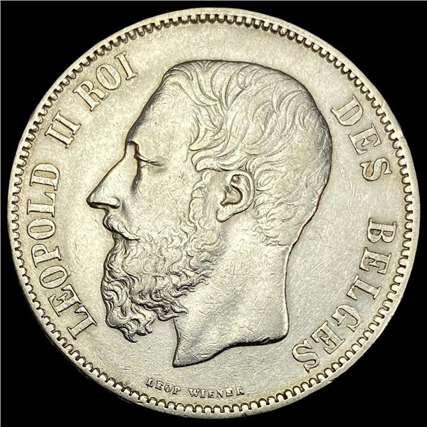 1871 Belium Silver 5 Francs CHOICE AU