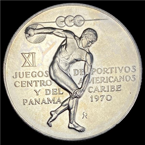 1970 Panama Silver 5 Balboas UNCIRCULATED