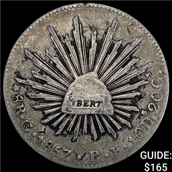 1857Go PF Mexico Silver 8 Reales NEARLY UNCIRCULATED