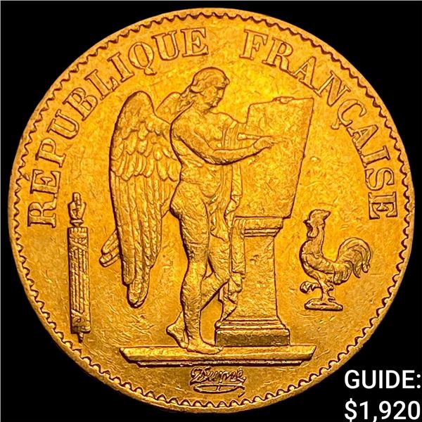 1874-A France .1867oz Gold 20 Francs UNCIRCULATED