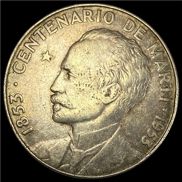 1953 Cuba Silver Peso NEARLY UNCIRCULATED