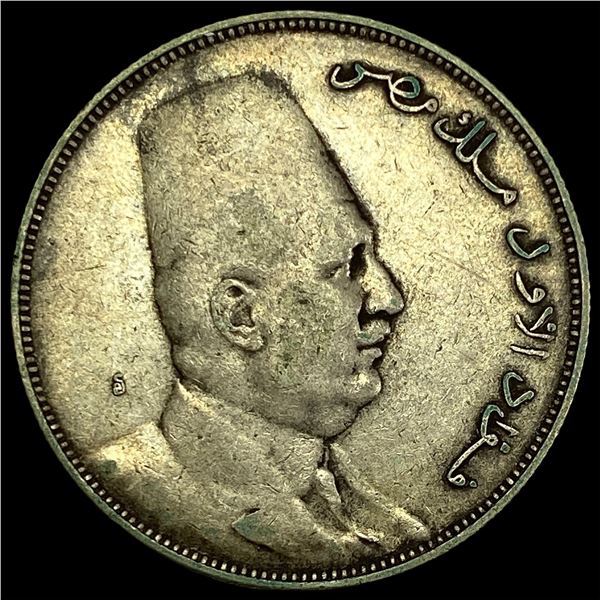 1923 H Egypt Silver 10 Piastres NEARLY UNCIRCULATED
