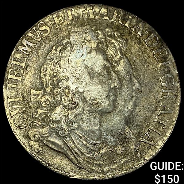 1962 England William and Mary Silver Crown NEARLY UNCIRCULATED