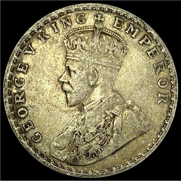 1913 British George V Silver Rupee NEARLY UNCIRCULATED