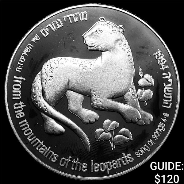 1994 Israel Silver Palm & Leopard 2 New Sheqalim CHOICE PROOF