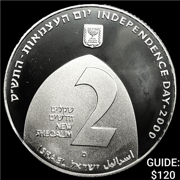 2000 Israel Silver 2 New Sheqalim Love Thy Neighbour CHOICE PROOF
