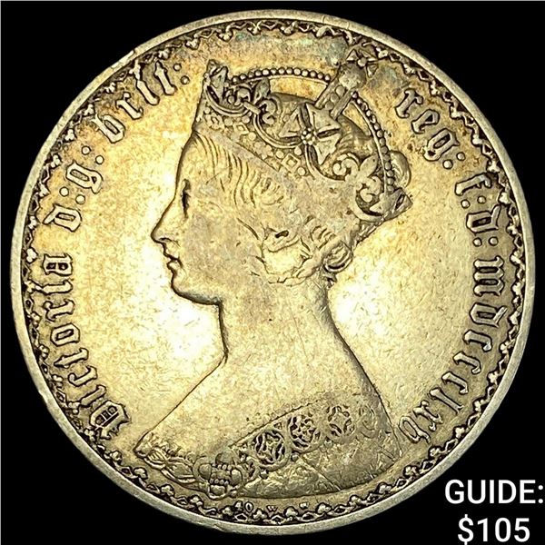 1865 Gr. Britain Silver Florin NEARLY UNCIRCULATED