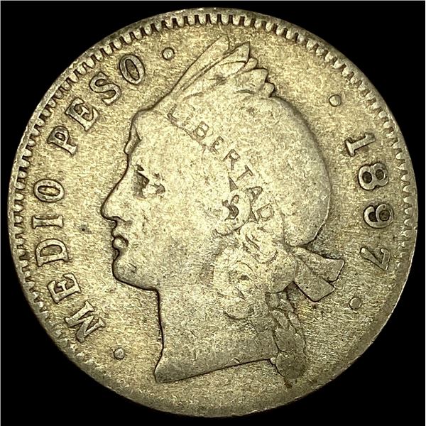1897 Haiti Silver 1/2 Peso LIGHTLY CIRCULATED