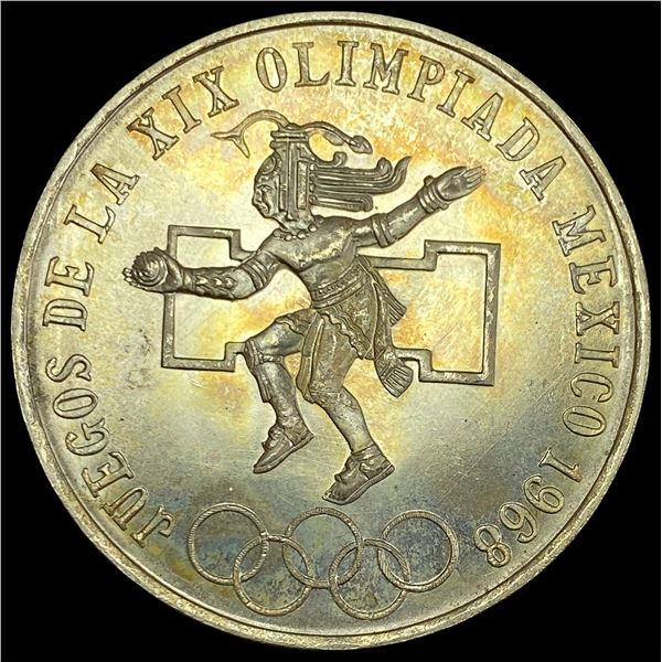 1968 Mexico Silver 25 Pesos Olympics UNCIRCULATED