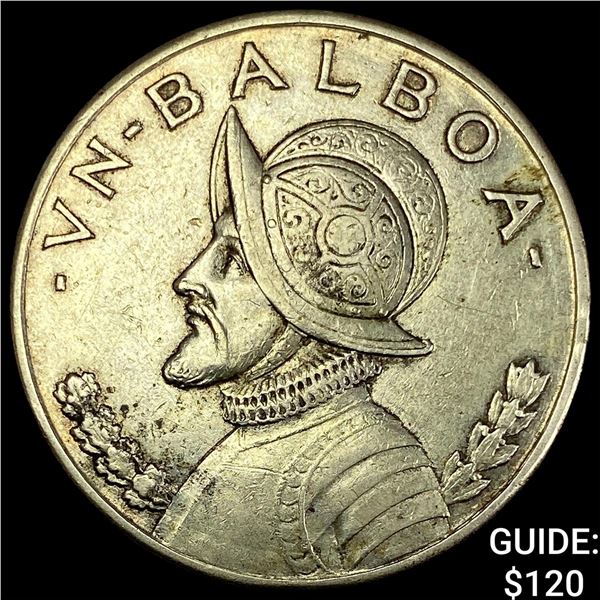 1934 Panama Silver Balboa CLOSELY UNCIRCULATED