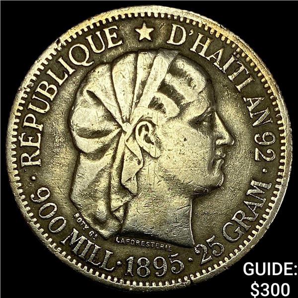 1895 Haiti Silver 1 Gourde CLOSELY UNCIRCULATED