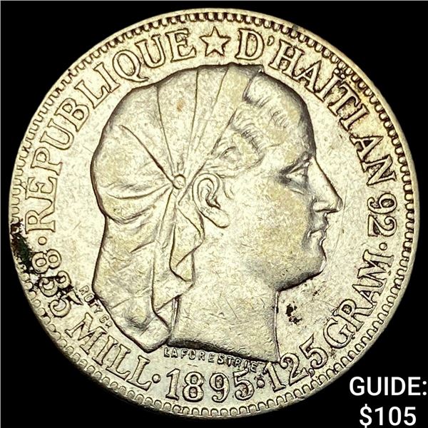 1895 Haiti Silver 50 Centimes CLOSELY UNCIRCULATED
