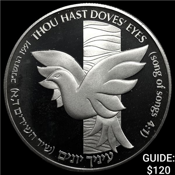 1991 Israel Silver 2 New Sheqalim Dove & Cedar CHOICE PROOF