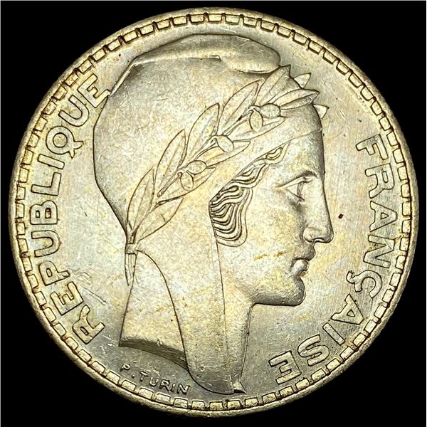 1938 France Silver 20 Francs CHOICE AU