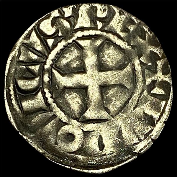 1297-1301 AD Frankish Greece Crusader Silver Denier NEARLY UNCIRCULATED