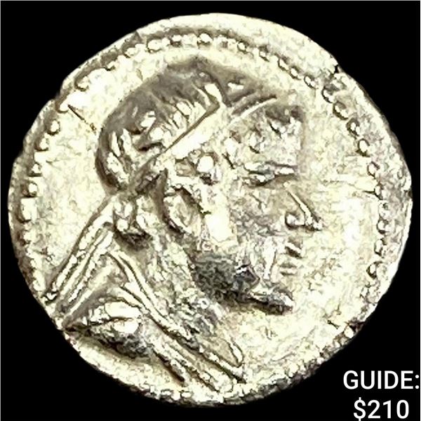 Baktria Eukratides I 170-145 BC Silver Obol CHOICE AU