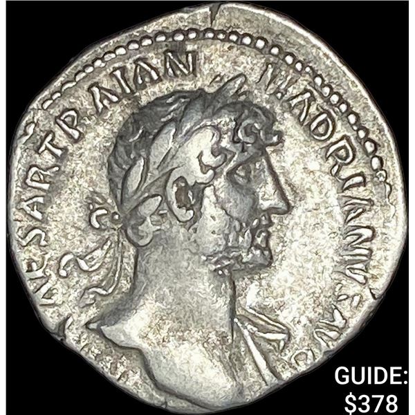 Roman Hadrian, 117-138 AD Silver Denarius CLOSELY UNCIRCULATED