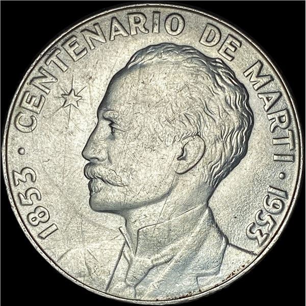 1953 Cuba Silver Peso CLOSELY UNCIRCULATED