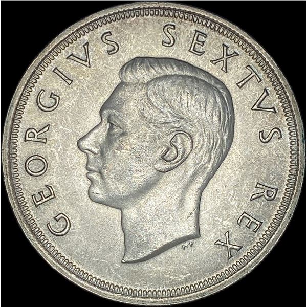 1948 South Africa Silver 5 Shillings NEARLY UNCIRCULATED