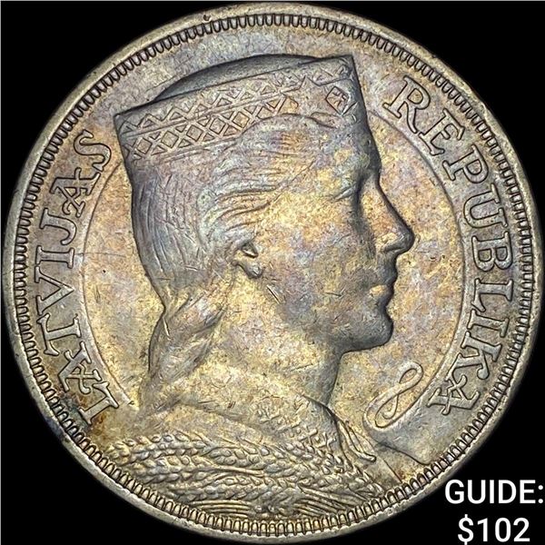 1931 Latvia Silver 5 Lati CLOSELY UNCIRCULATED