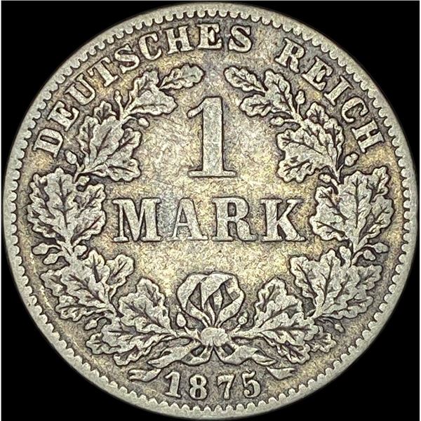 1875-C Germany Silver 1 Reichsmark NEARLY UNCIRCULATED