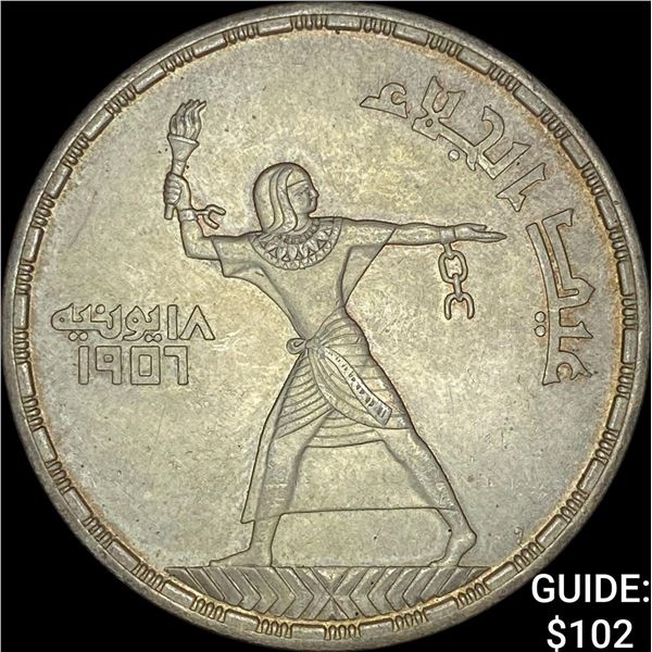 1357-1956 Egypt Silver 50 Piastres UNCIRCULATED