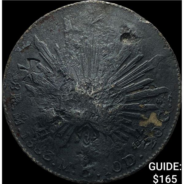 1883Mo MH Mexico Silver 8 Reales Chopmark CLOSELY UNCIRCULATED