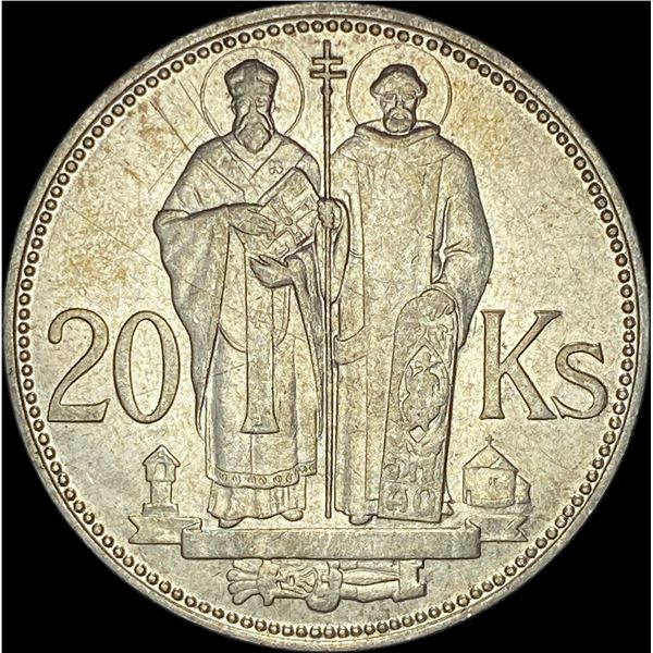 1941 Slovakia Silver 20 Korun CLOSELY UNCIRCULATED