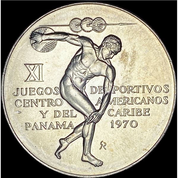 1970 Panama Silver 5 Balboas UNCIRCULATED