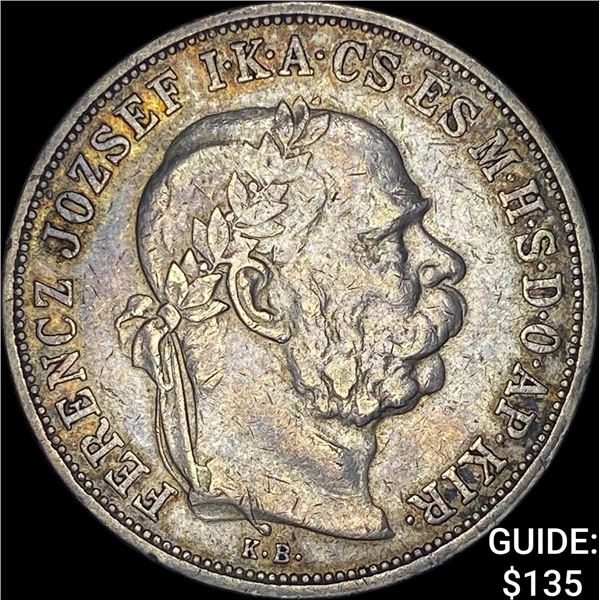 1907 Hungary Silver 5 Korona NEARLY UNCIRCULATED
