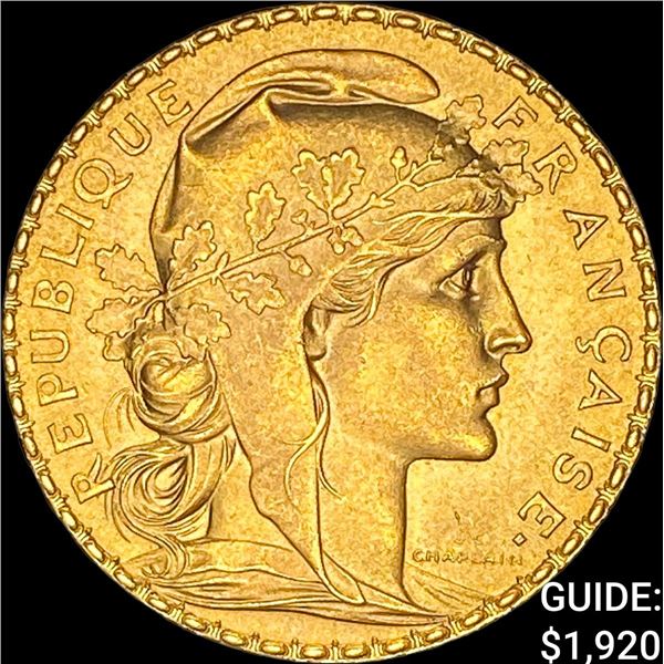1911 France .1867oz Gold 20 Francs UNCIRCULATED
