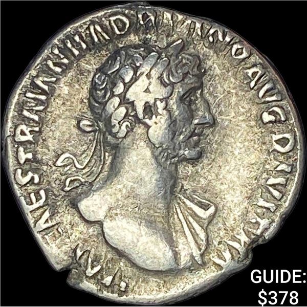 Roman Hadrian, 117-138 AD Silver Denarius CLOSELY UNCIRCULATED