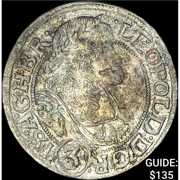 1655-1705 Hungary Silver 3 Kreuzer CLOSELY UNCIRCULATED
