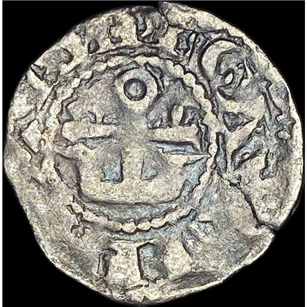 1100's Crusades France Anjou Silver Denier NEARLY UNCIRCULATED