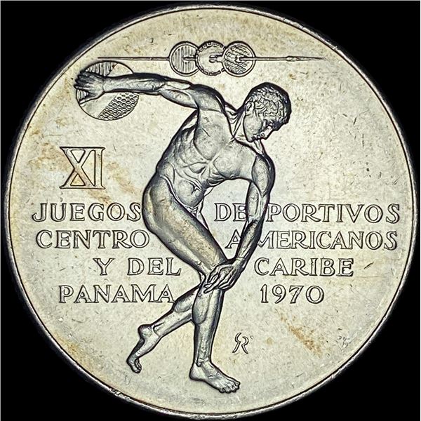 1970 Panama Silver 5 Balboas UNCIRCULATED