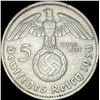 Image 2 : 1936-E Germany Silver 5 Reichsmark CLOSELY UNCIRCULATED