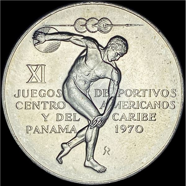 1970 Panama Silver 5 Balboas UNCIRCULATED