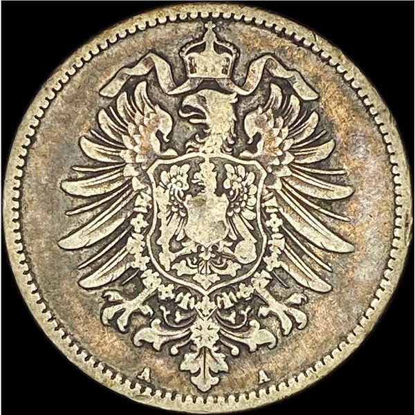 1875-A Germany Silver 1 Reichsmark NEARLY UNCIRCULATED