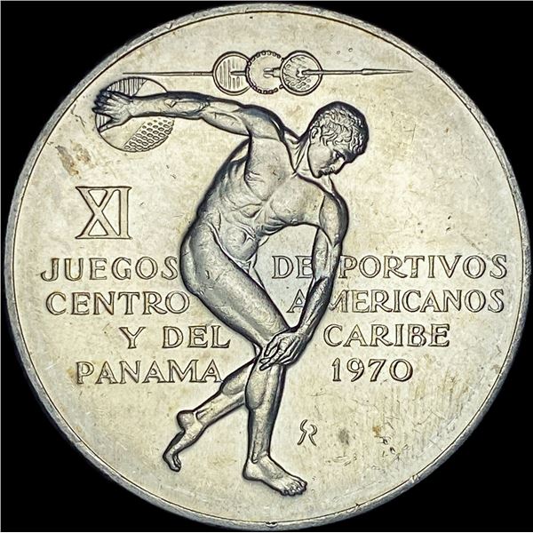 1970 Panama Silver 5 Balboas UNCIRCULATED