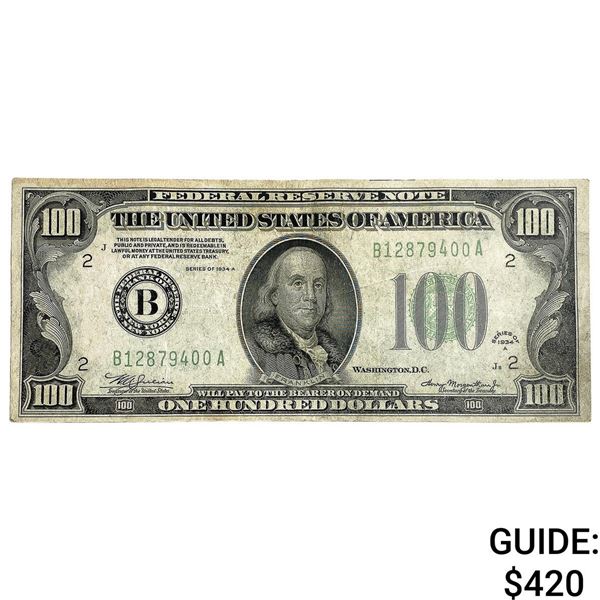 1934A $100 United States Federal Reserve Note-NY