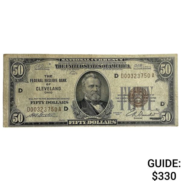 1929 $50 U.S. Federal Reserve Note-Cleveland OH