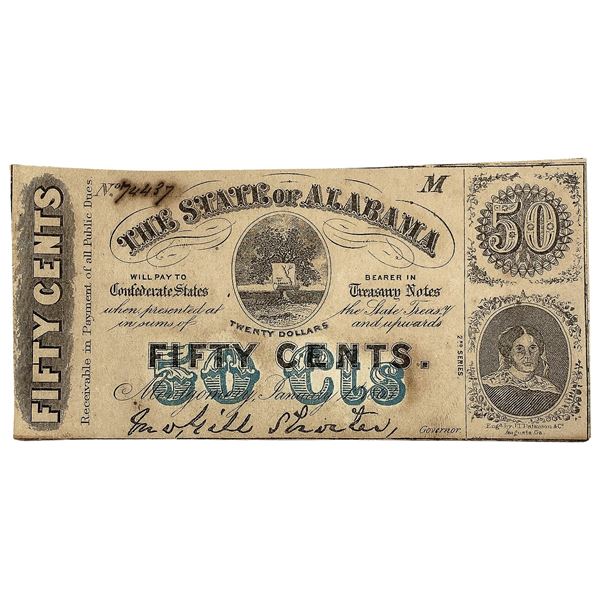 1863 50C State of Alabama Fractional Note